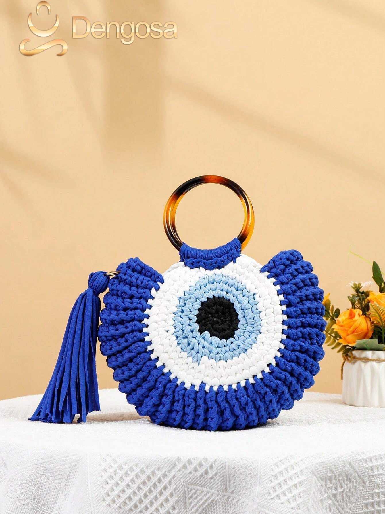 Bolsa de Crochê Olho Grego - 5 Cores e Design Exclusivo