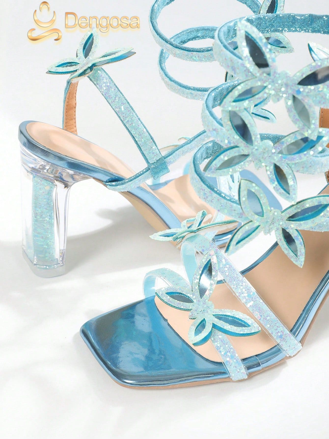 Salto Feminino Butterfly STARS – Salto Alto Brilhoso com Cristais (9 cm)