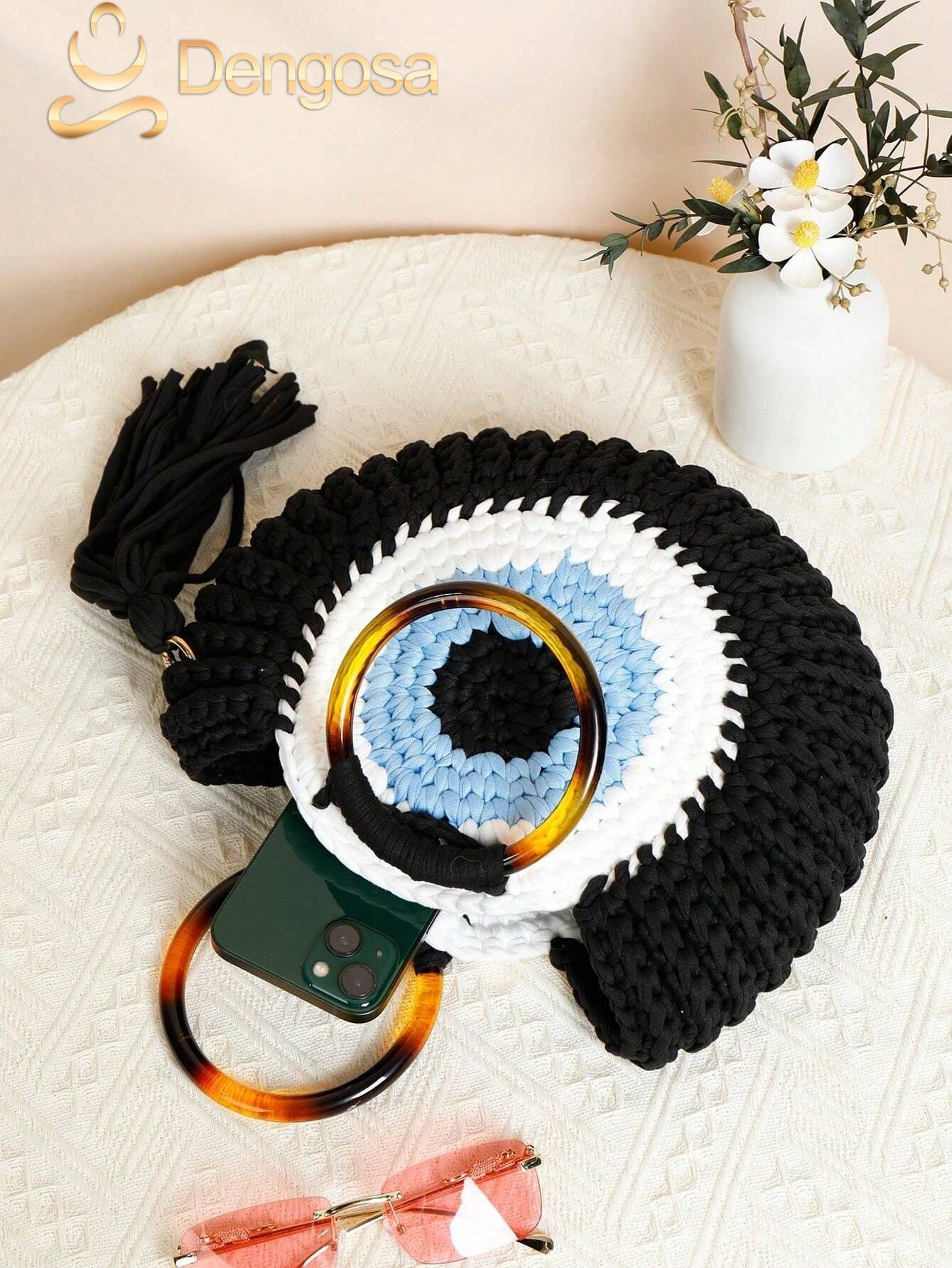 Bolsa de Crochê Olho Grego - 5 Cores e Design Exclusivo