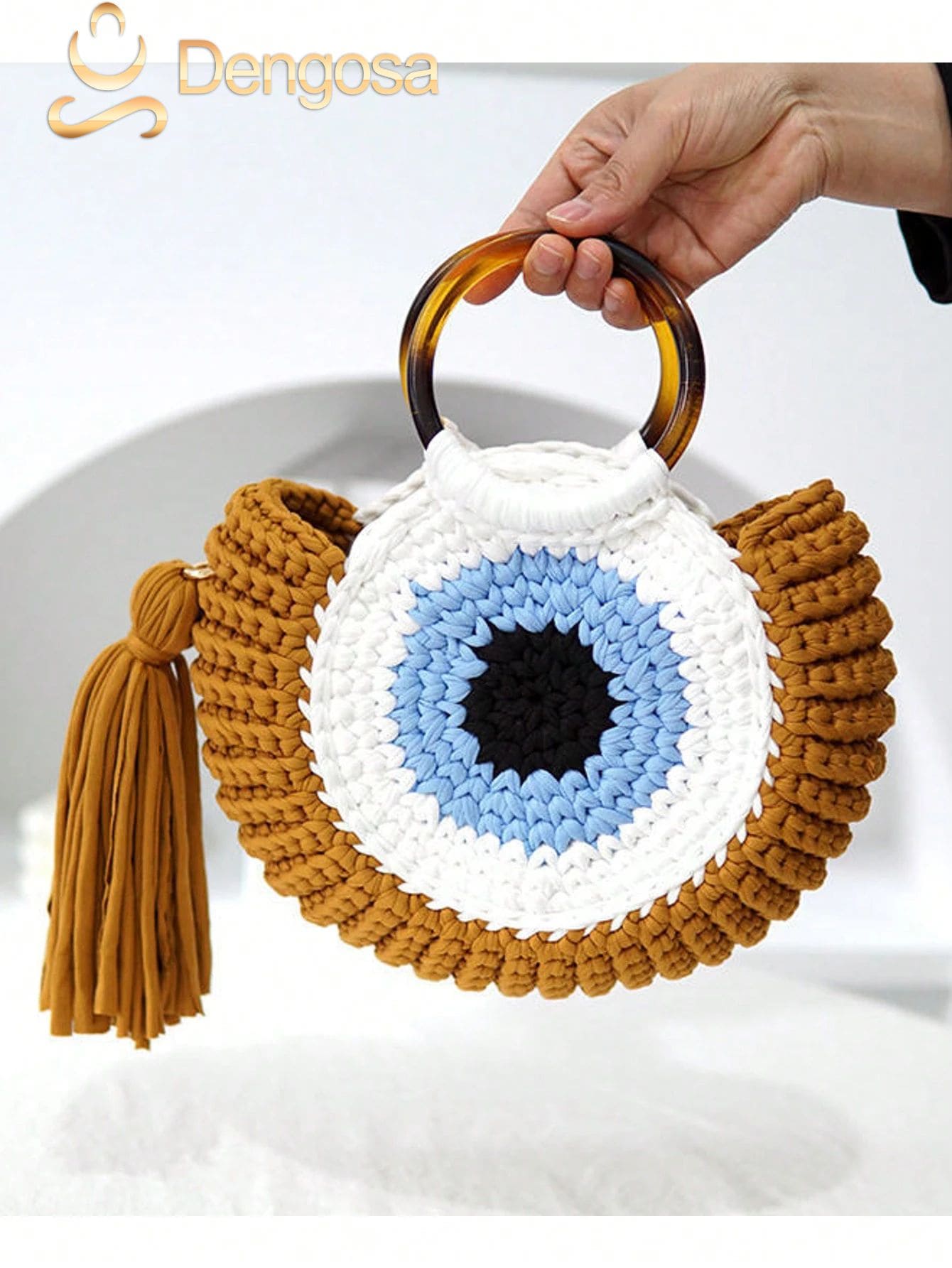 Bolsa de Crochê Olho Grego - 5 Cores e Design Exclusivo