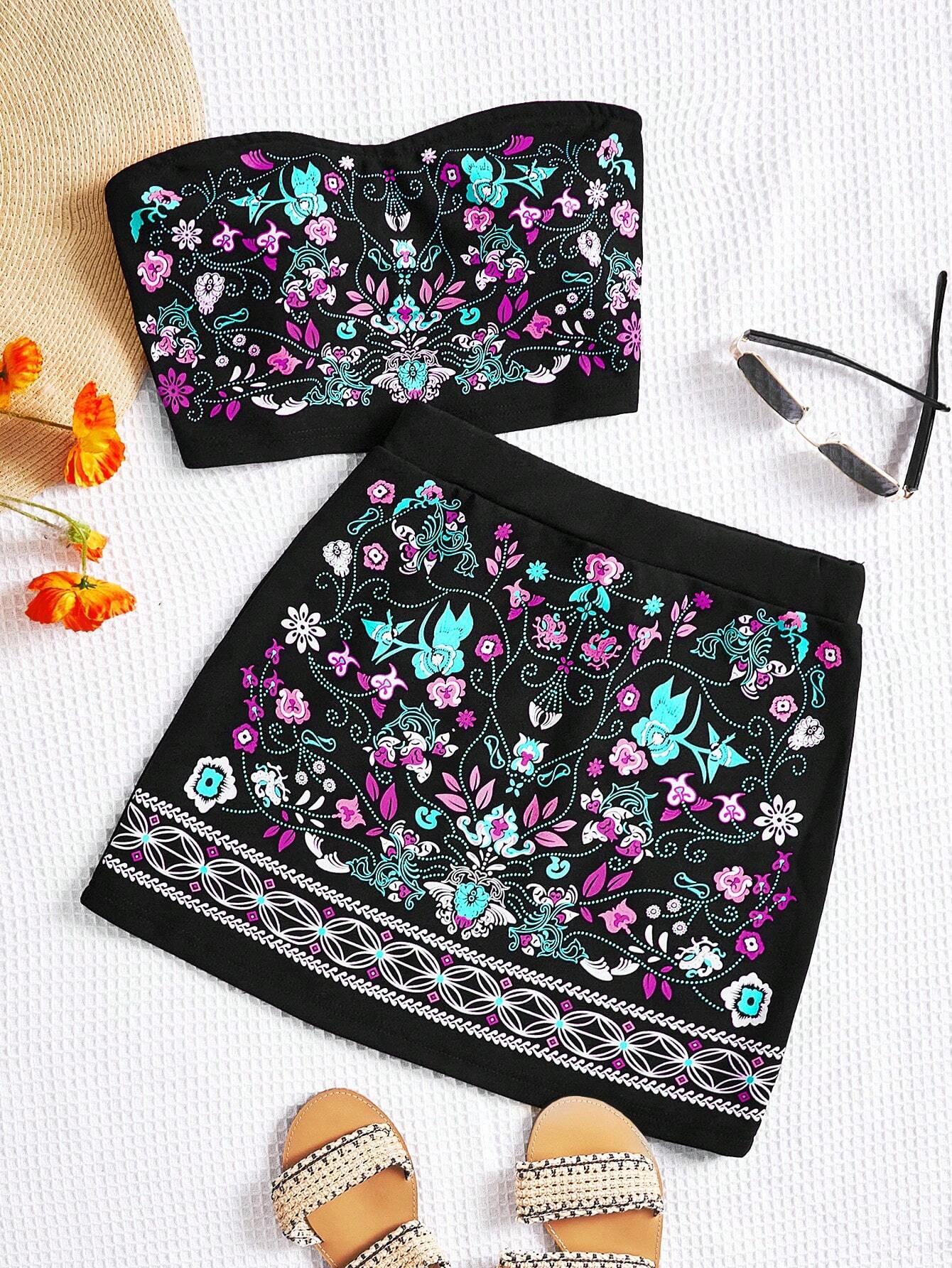 Conjunto Indiano Feminino – Bordado Floral em 2 Cores!