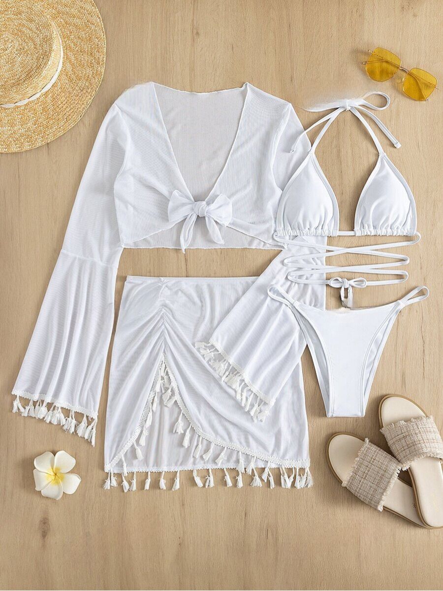 Conjunto Completo de Biquíni 4 em 1: O Look de Praia Perfeito