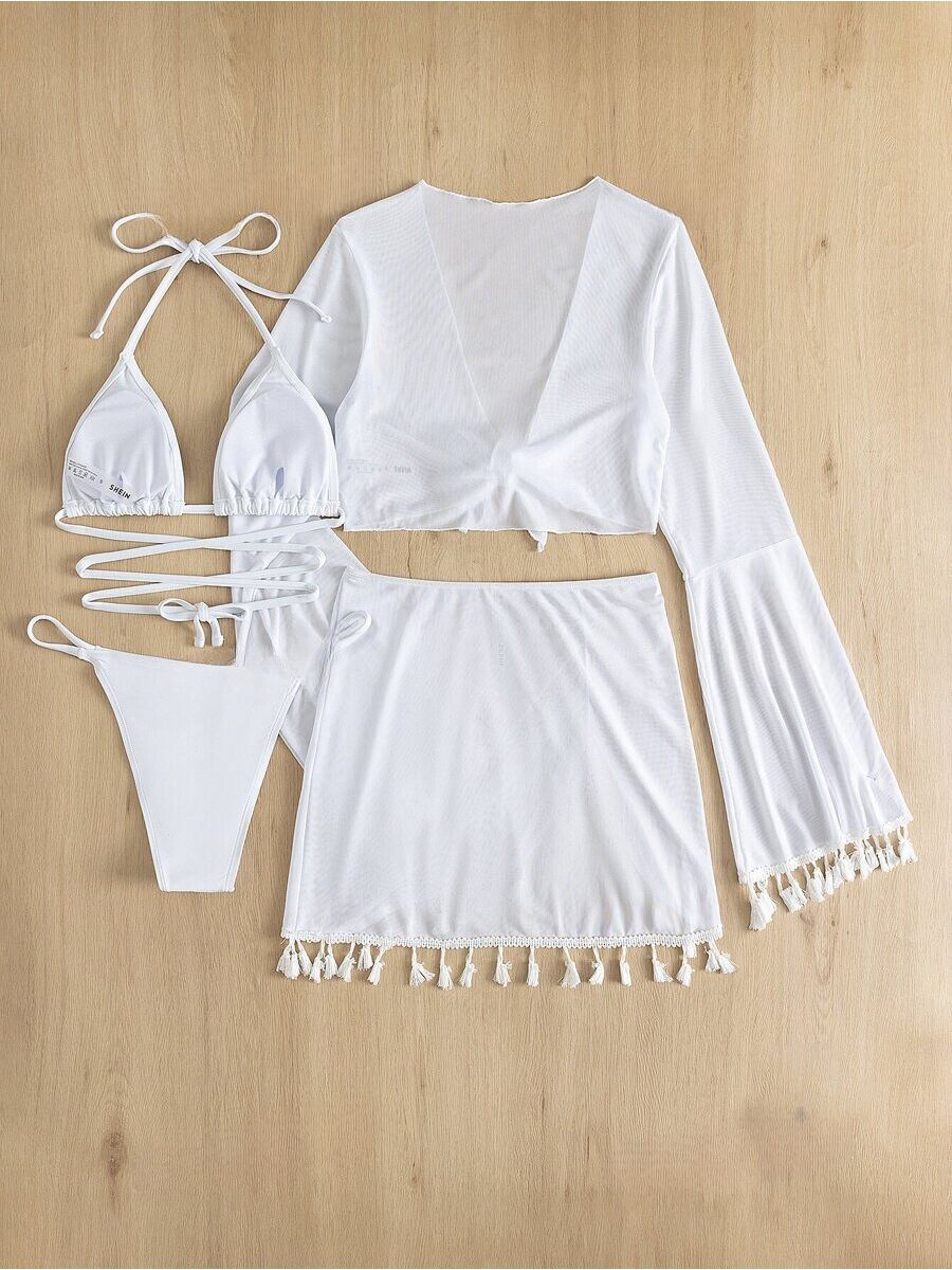 Conjunto Completo de Biquíni 4 em 1: O Look de Praia Perfeito
