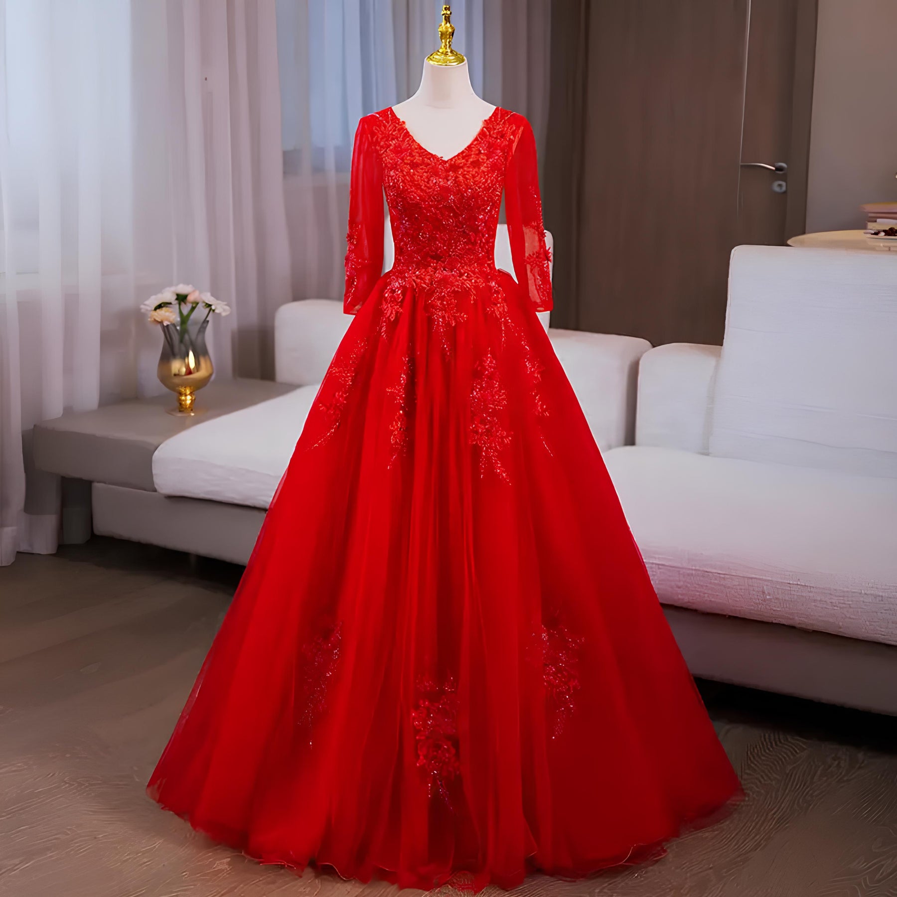 Vestido de Debutante Manga Longa | 4 Cores Sob Medida