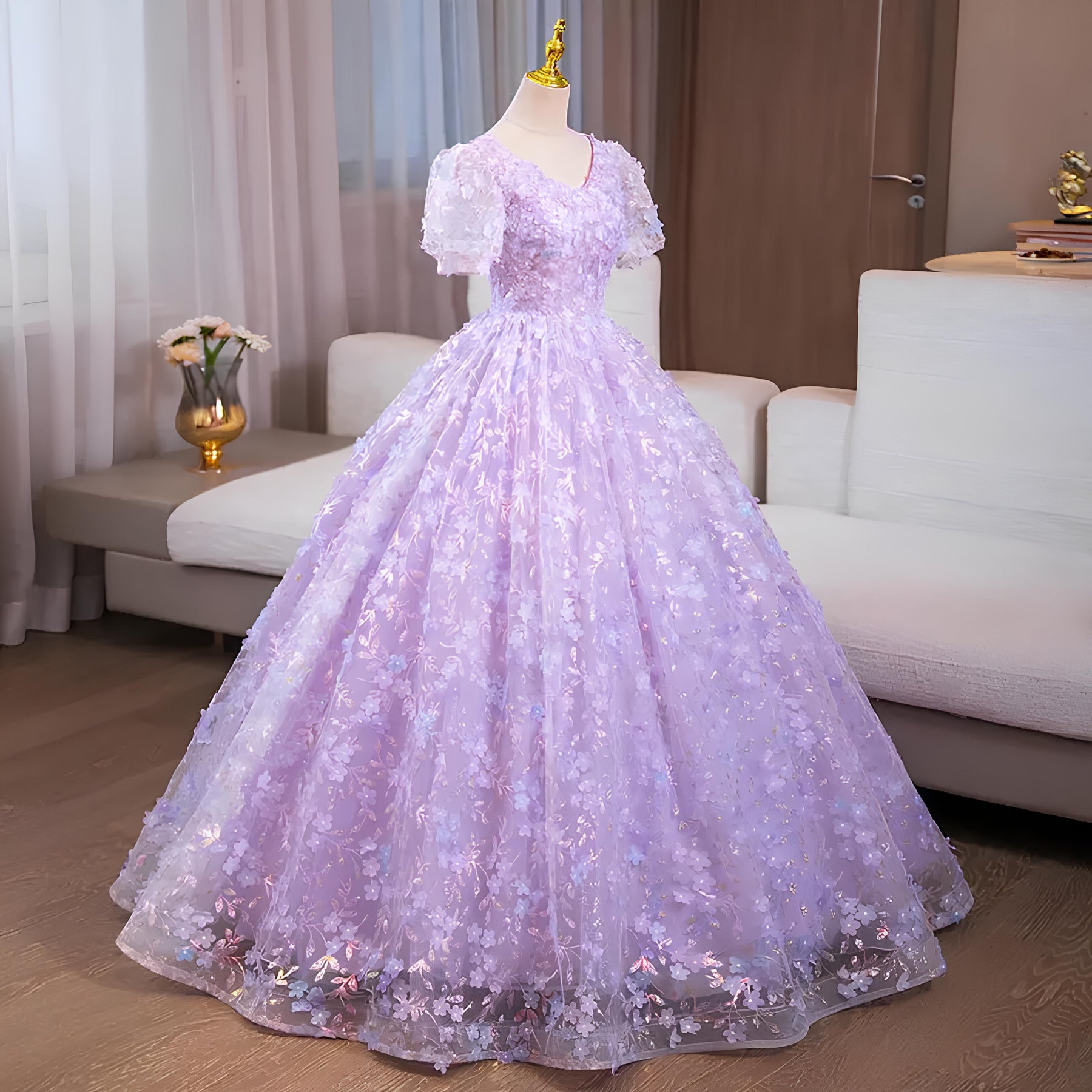 Vestido de Debutante Manga Longa | 4 Cores Sob Medida