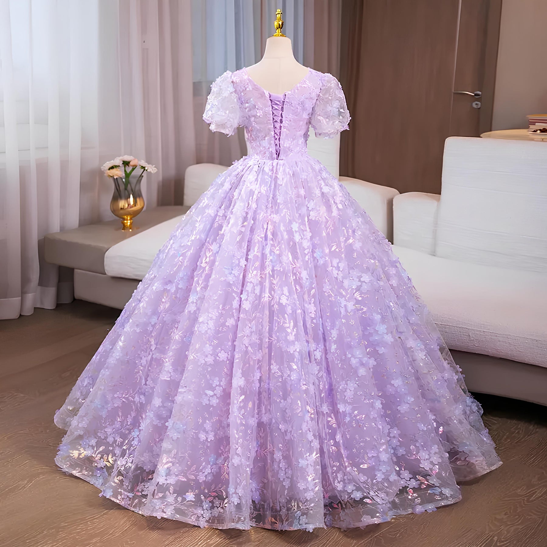 Vestido de Debutante Manga Longa | 4 Cores Sob Medida