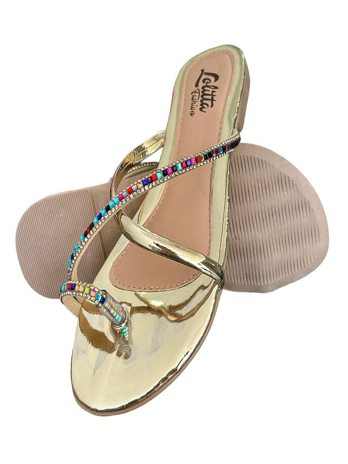 Sandália Rasteira com Strass – 5 Cores e Tamanhos 34–40