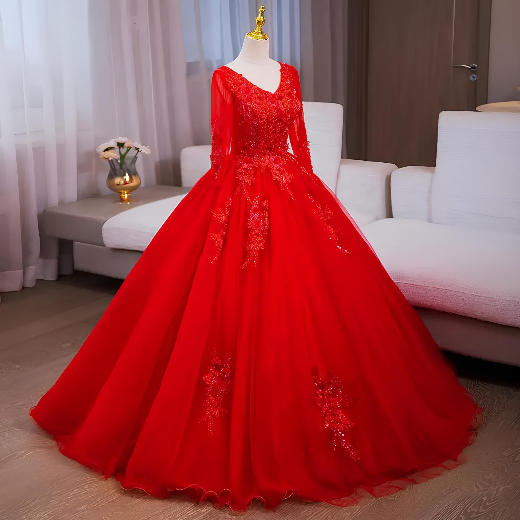 Vestido de Debutante Manga Longa | 4 Cores Sob Medida