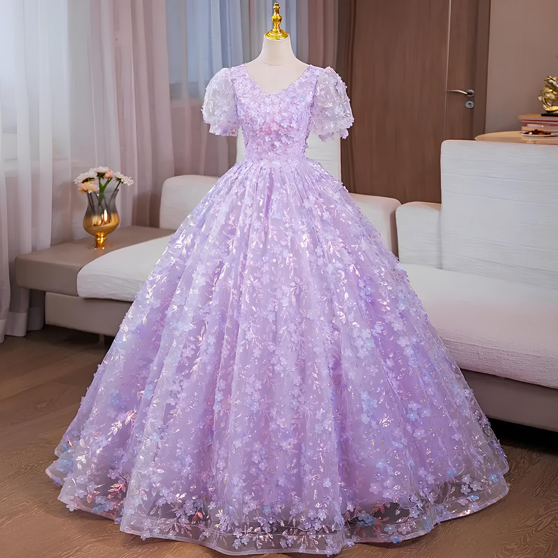 Vestido de Debutante Manga Longa | 4 Cores Sob Medida