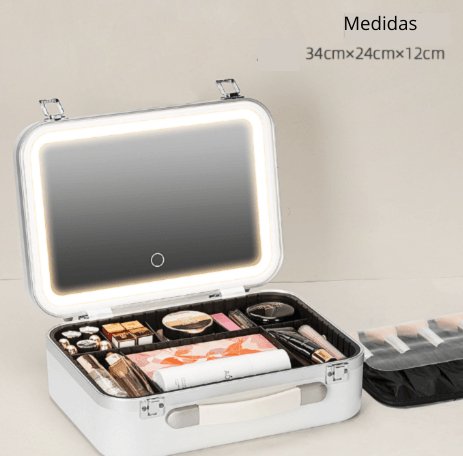 Sua Beleza, Iluminada: Mala de Maquiagem com Espelho LED! ✨💄