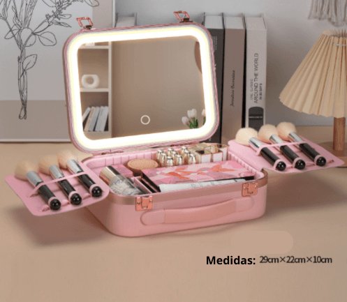 Sua Beleza, Iluminada: Mala de Maquiagem com Espelho LED! ✨💄