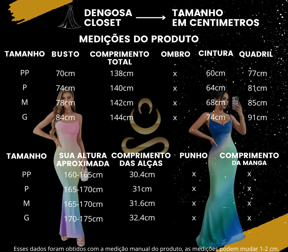 Vestido longo Estilo Sereia Degrade