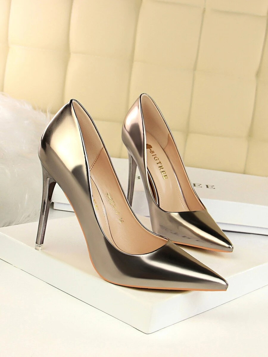 Scarpin de salto alto simples - Moda europeia e americana