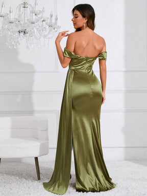 vestido de cetim verde