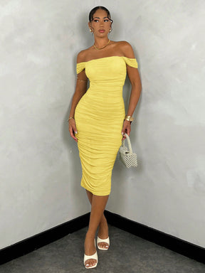 Vestido midi manga curta