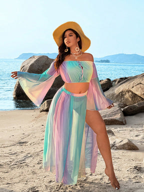 Conjunto Cropped e Saia Praia Plus Size – Elegância e Conforto!