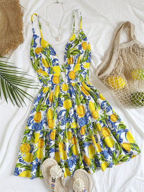 Vestido Curto com Decote em V – 9 Estampas e Cores