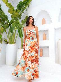 Vestido Longo Floral com Fenda – 3 Cores, Tamanho Único