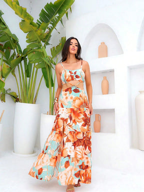 Vestido Longo Floral com Fenda – 3 Cores, Tamanho Único