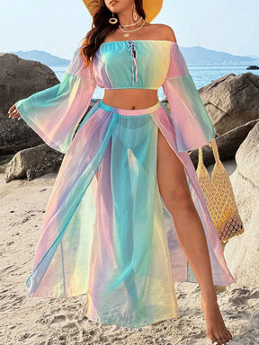 Conjunto Cropped e Saia Praia Plus Size – Elegância e Conforto!