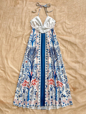 vestidos para o verão - Maxi de Verão – Estampa Tropical Azul!
