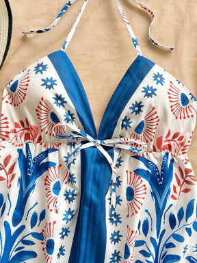 vestidos para o verão - Maxi de Verão – Estampa Tropical Azul!