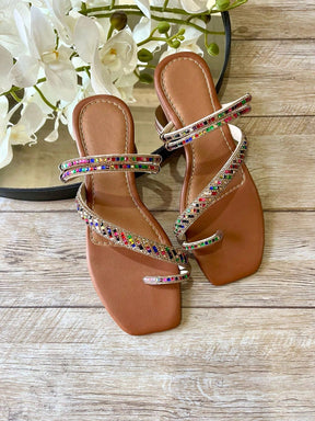 Rasteirinha feminina - com Strass - 7 Tamanhos, Conforto e Estilo