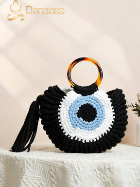 Bolsa de Crochê Olho Grego - 5 Cores e Design Exclusivo