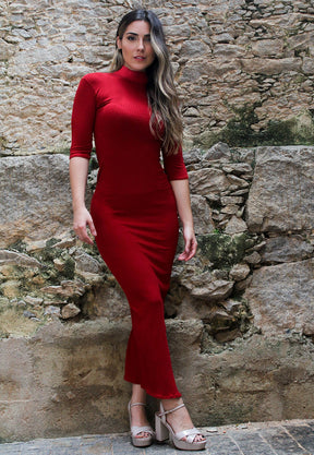 Vestido Feminino Longo Canelado