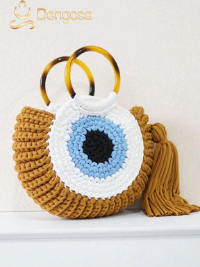 Bolsa de Crochê Olho Grego - 5 Cores e Design Exclusivo