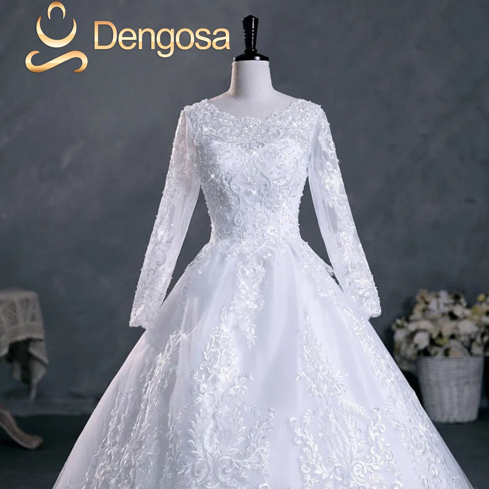 Vestido de noiva com mangas longas