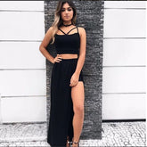 Conjunto Feminino Diva Breeze - Cropped Saia Longa Com Short