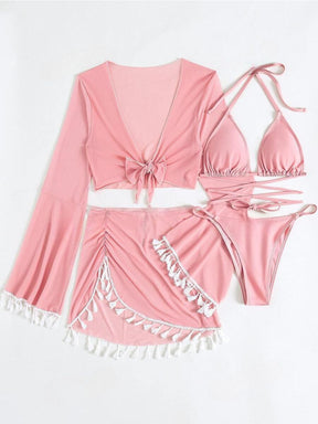 Conjunto Completo de Biquíni 4 em 1: O Look de Praia Perfeito