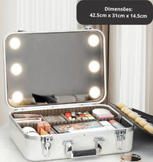 Sua Beleza, Iluminada: Mala de Maquiagem com Espelho LED! ✨💄