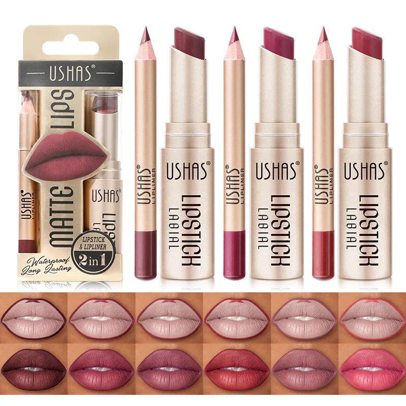 Batom com Efeito Impecável: O Segredo para Lábios Inesquecíveis! 2pcs 💋