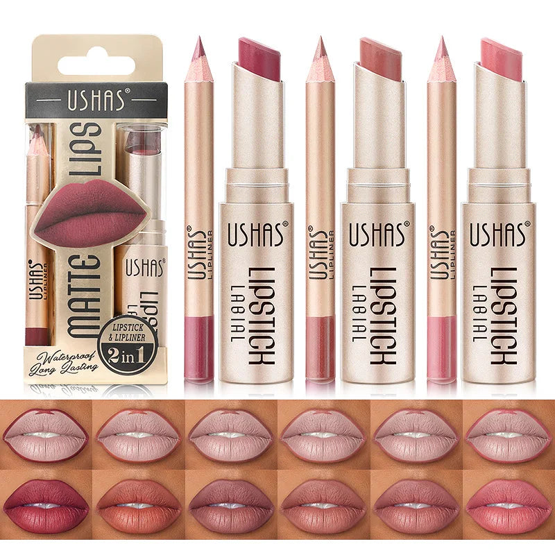 Batom com Efeito Impecável: O Segredo para Lábios Inesquecíveis! 2pcs 💋