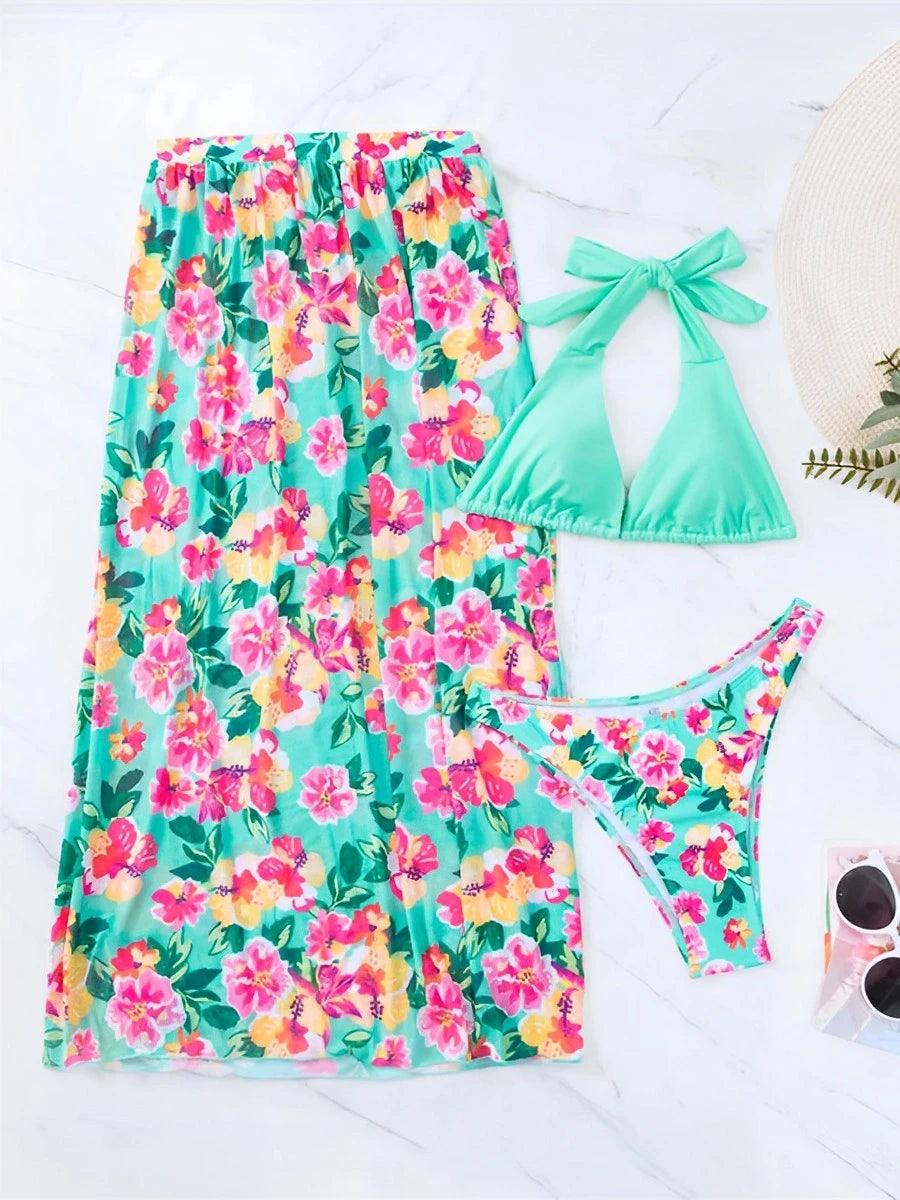Conjunto de biquini com saida Glamour Summer – Elegância e Conforto para o Verão