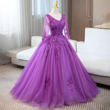Vestido de Debutante Manga Longa | 4 Cores Sob Medida