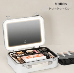 Sua Beleza, Iluminada: Mala de Maquiagem com Espelho LED! ✨💄
