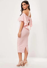 Vestido midi com babado