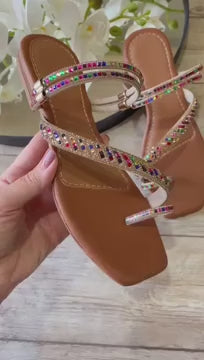 Rasteirinha feminina - com Strass - 7 Tamanhos, Conforto e Estilo